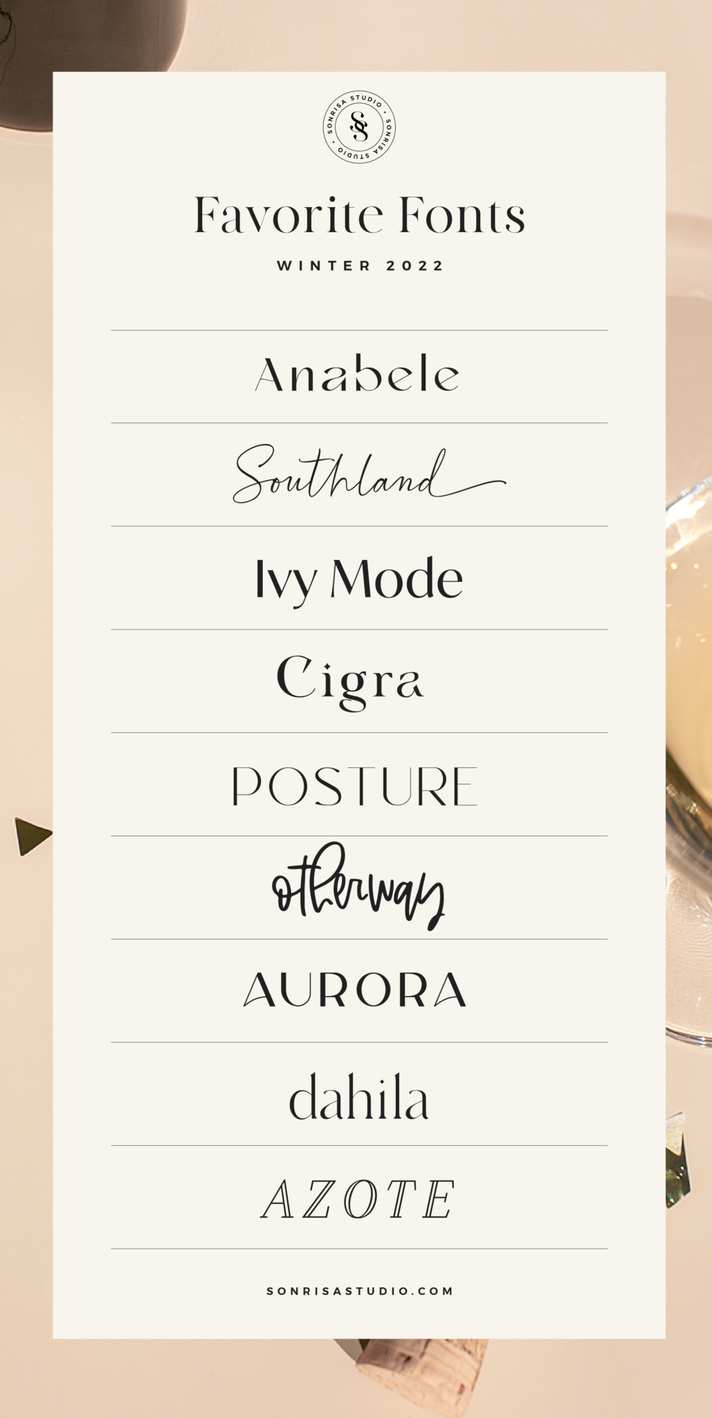 Favorite Fonts Winter Sonrisastudio