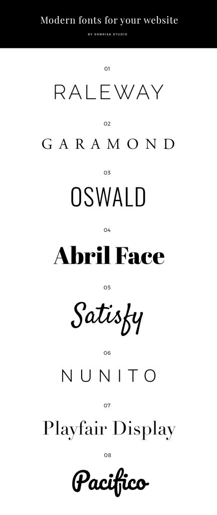 Modern fonts for your website - sonrisastudio.com