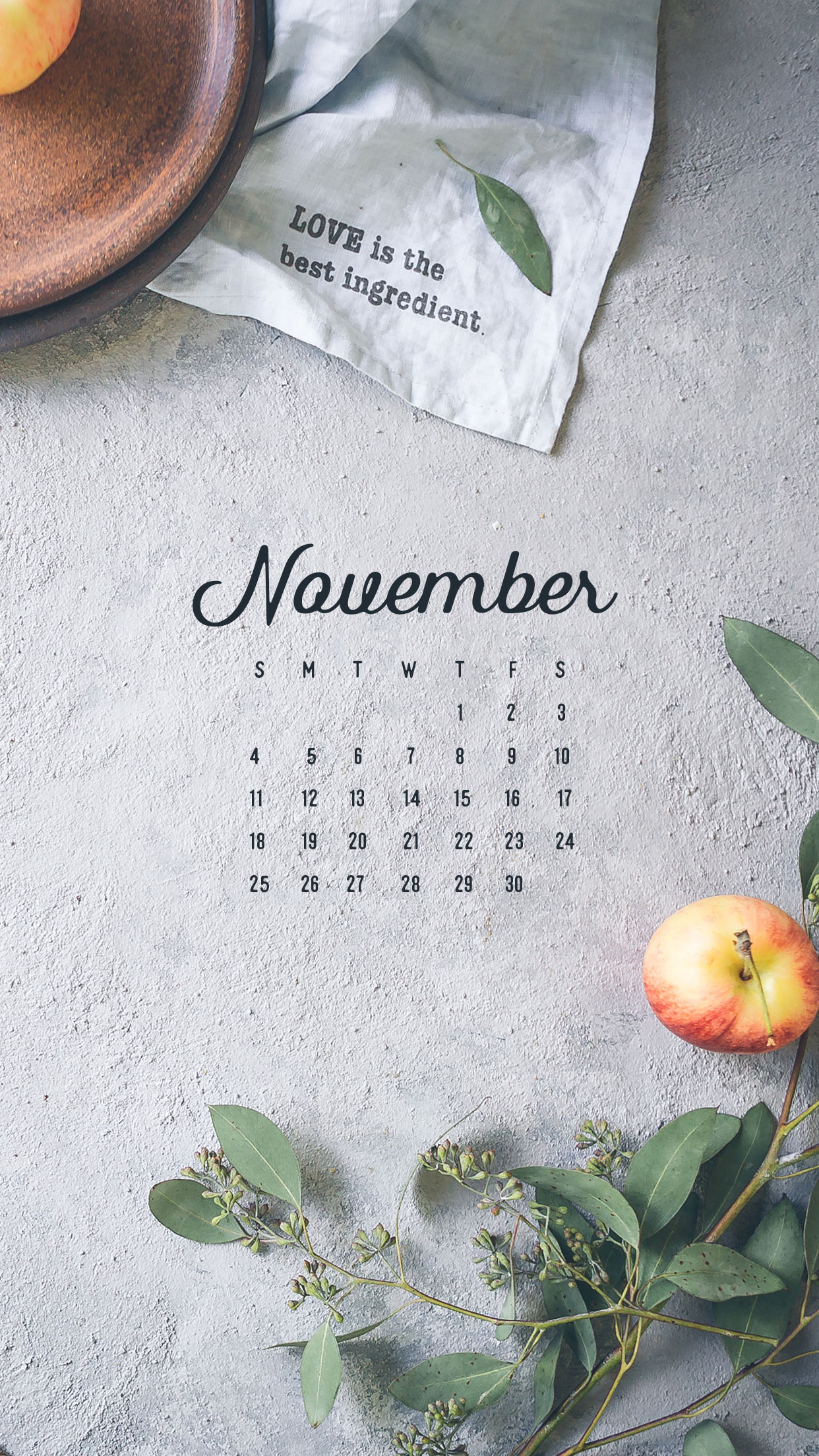 mobile background, calendar, november