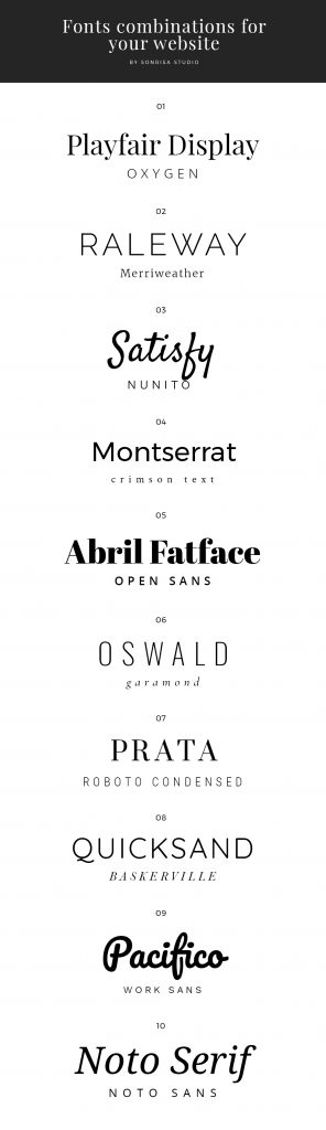 Font combinations for your website - sonrisastudio.com