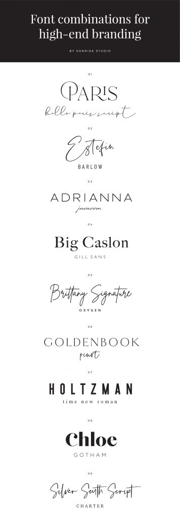 Font Combinations for High-End Branding - sonrisastudio.com