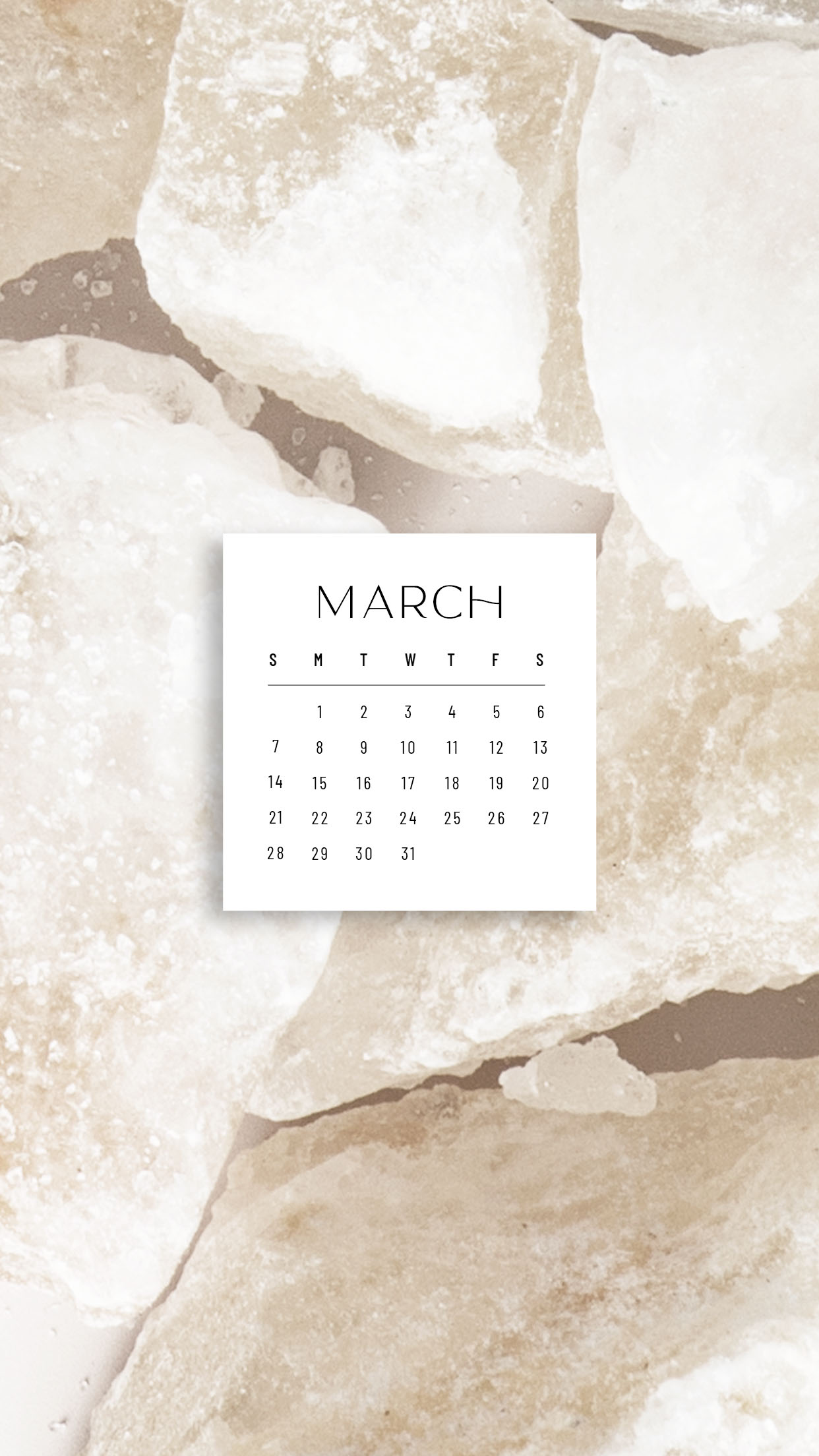 March 2021 Mobile Calendar Wallpaper from Sonrisa Studio