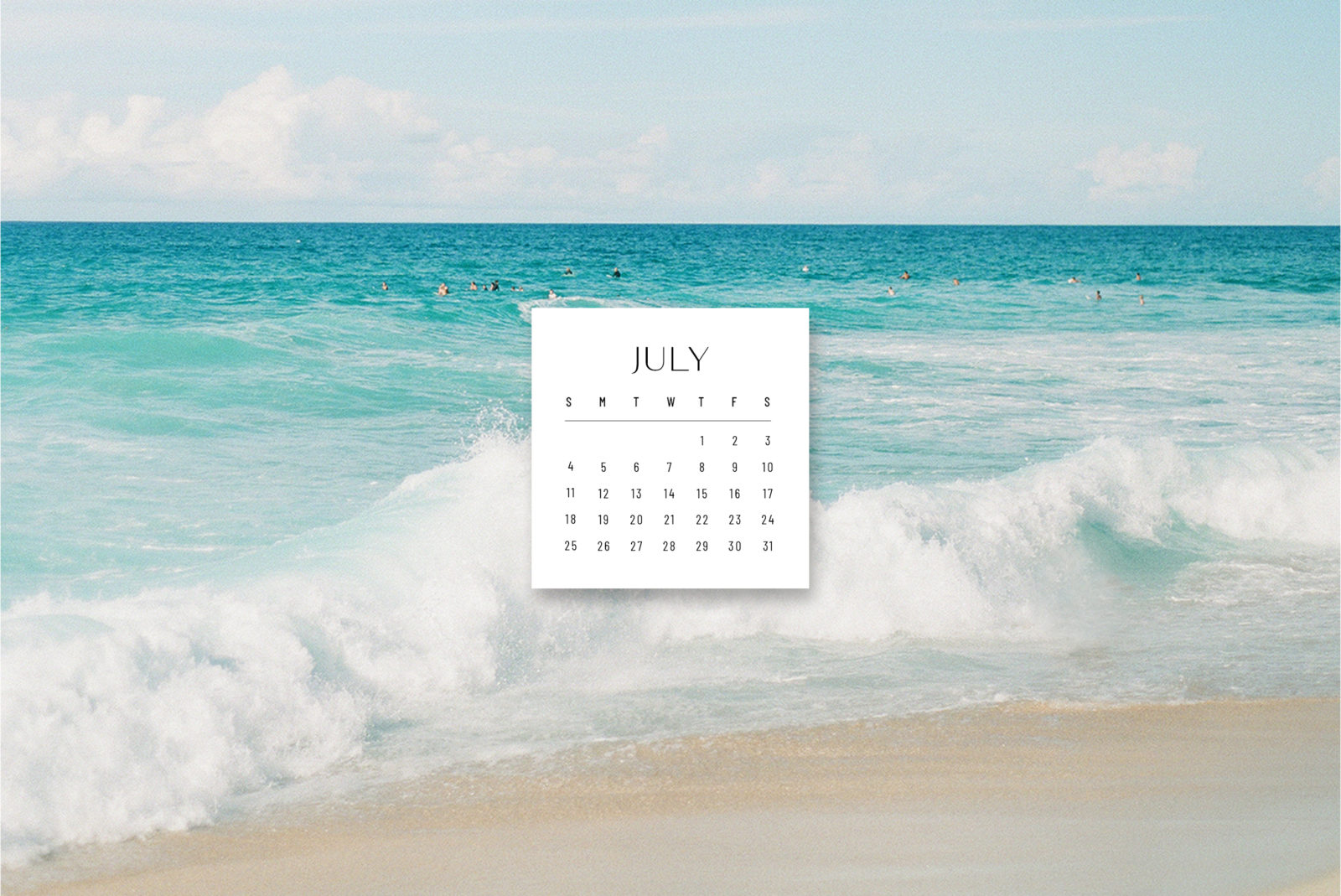 July Calendar Wallpaper - sonrisastudio.com