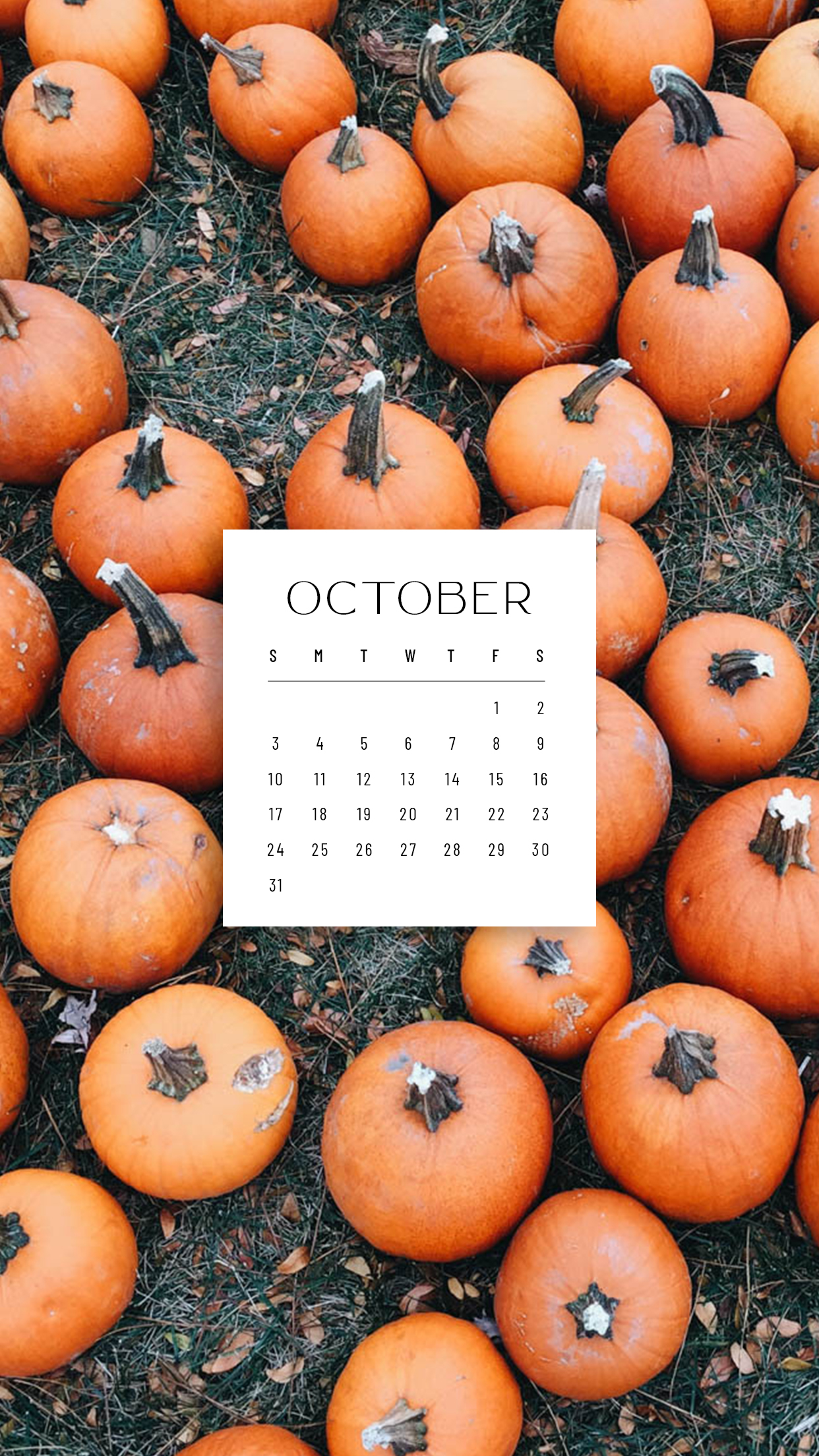 October 2021 Mobile Calendar Wallpaper