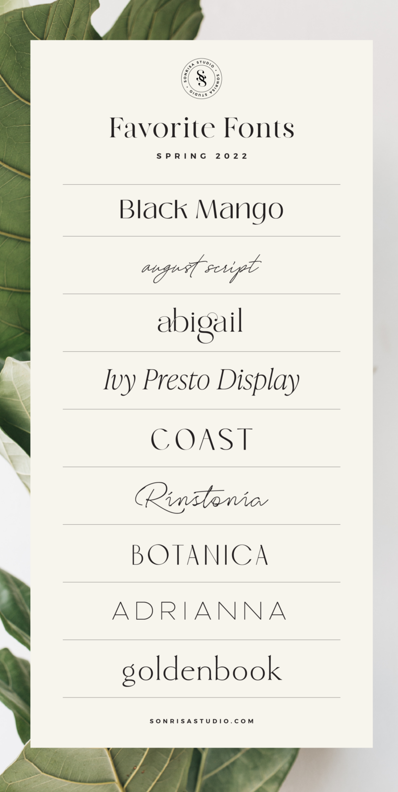 Favorite fonts - Spring - sonrisastudio.com