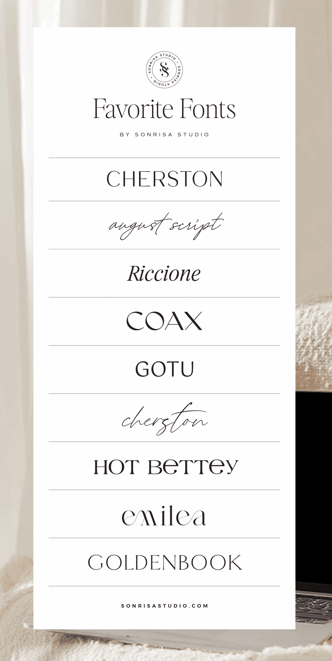 list of fonts